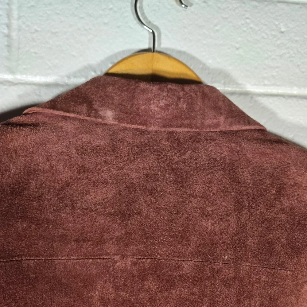 Vtg Stan Herman Studio Suede Leather Jacket Medium‎ Burgundy Blazer Boho Casual